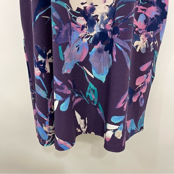 Chico’s Purple Floral Layered Flare Sleevee Shift Dress - Picture 5 of 15